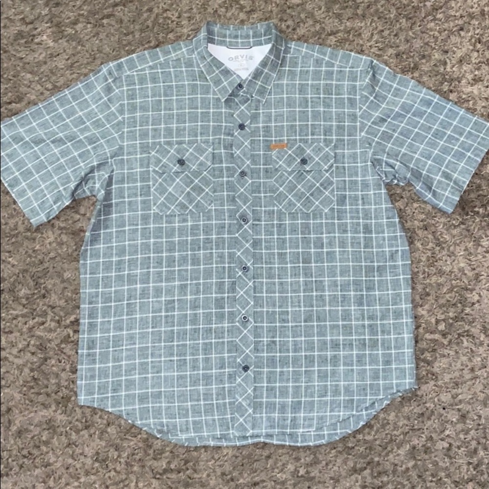 Grey&White Orvis Button Up Collared Shirt
